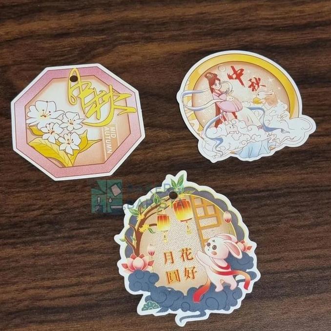 &<&<&<&] hang tag mooncake round 10pcs hangtag gantungan ucapan hiasan box kue