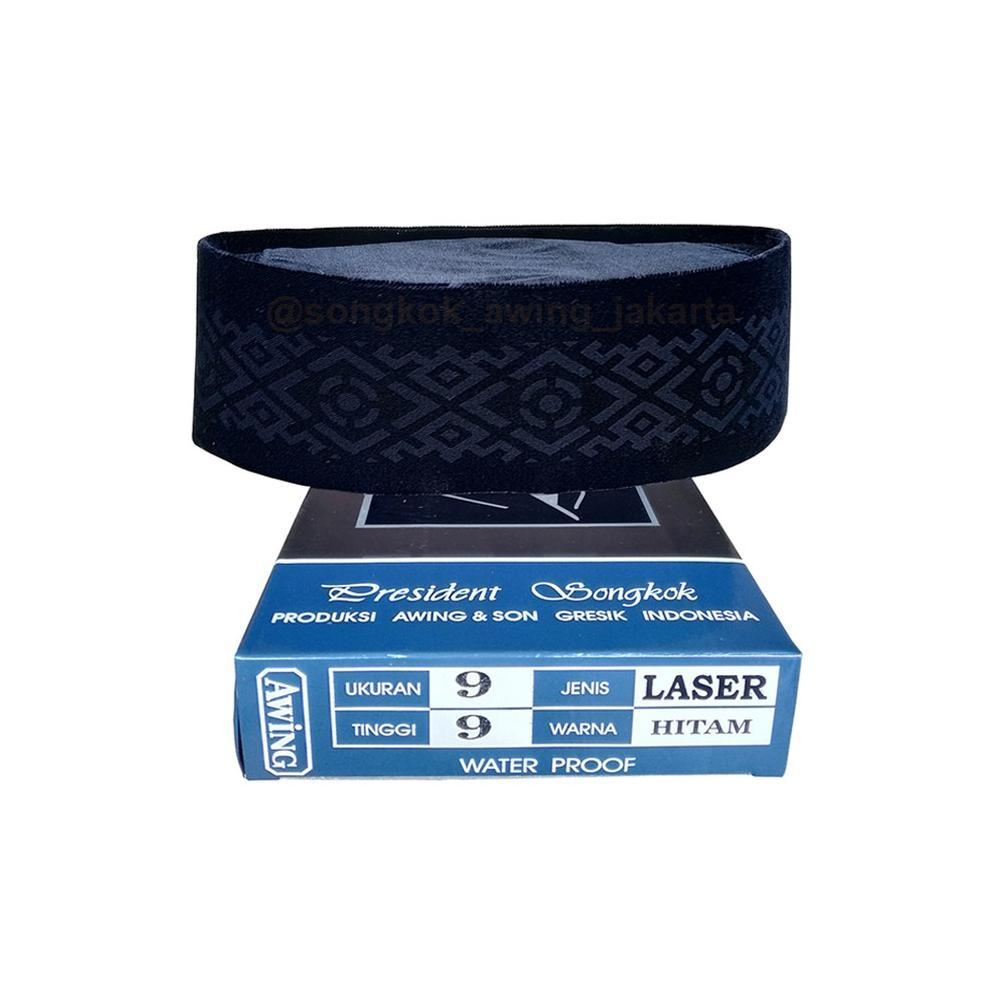 Songkok Peci Awing AC Motif Laser Tinggi 9