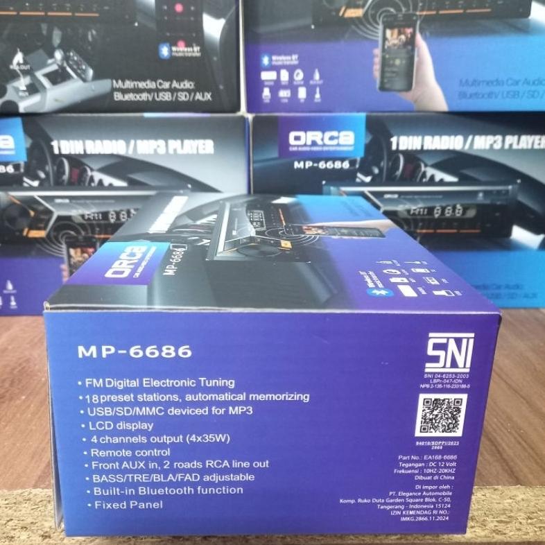 Single Din Orca Mp3 Bluetooth Tape Head Unit Mobil Univesal