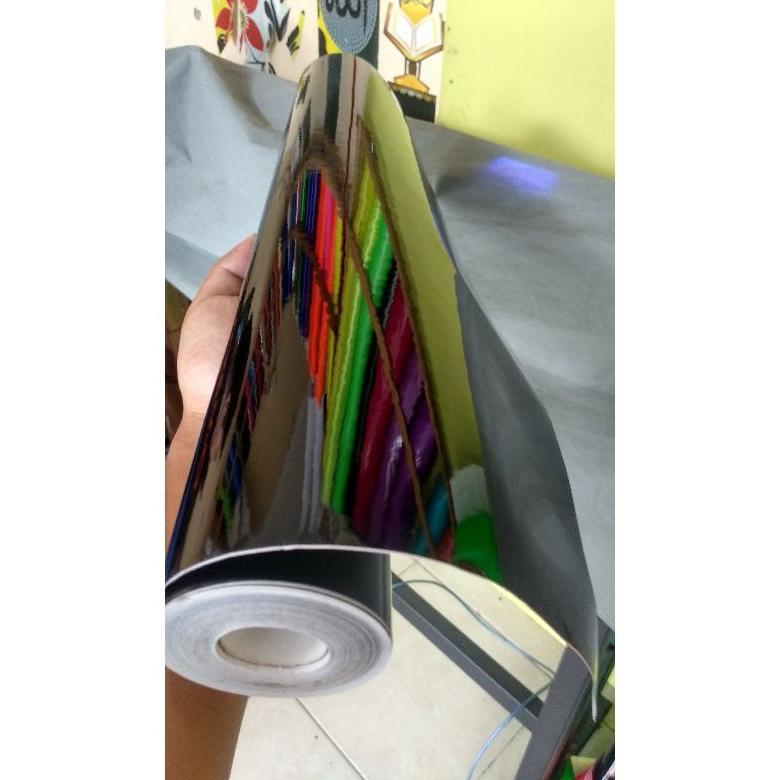 Ready Stock Skotlet Hitam Glossy Stiker Hitam Polos Stiker Motor Hitam