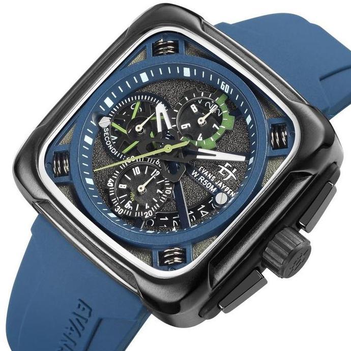 Evans Jayden Jam Tangan Pria 9555 Rubber Silicon Kaca Sapphire Chronograph Water Resistant 5 ATM Wat