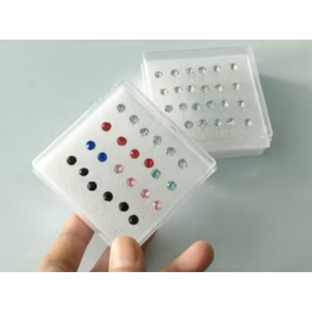 super deal ( 1 box ) anting plastik / giwang plastik / tindik permata / tindik permata warna / antin