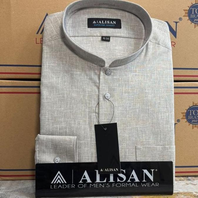 Kemeja Alisan Koko Sanghai Lengan Panjang Pria terlaris