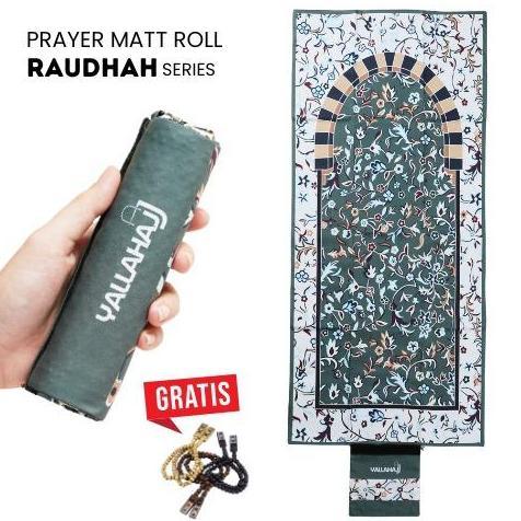 Yallahajj Sajadah Travel Premium Lipat/Gulung Motif Raudhah Bahan Waterproof Lapis Anti Slip Souveni