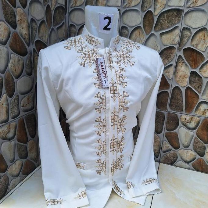 Jasko Mewah Premium Bordir Emas Terbaru Pria Salafy Bahan Sanwos Super Katun - Kancing Muslim terlar
