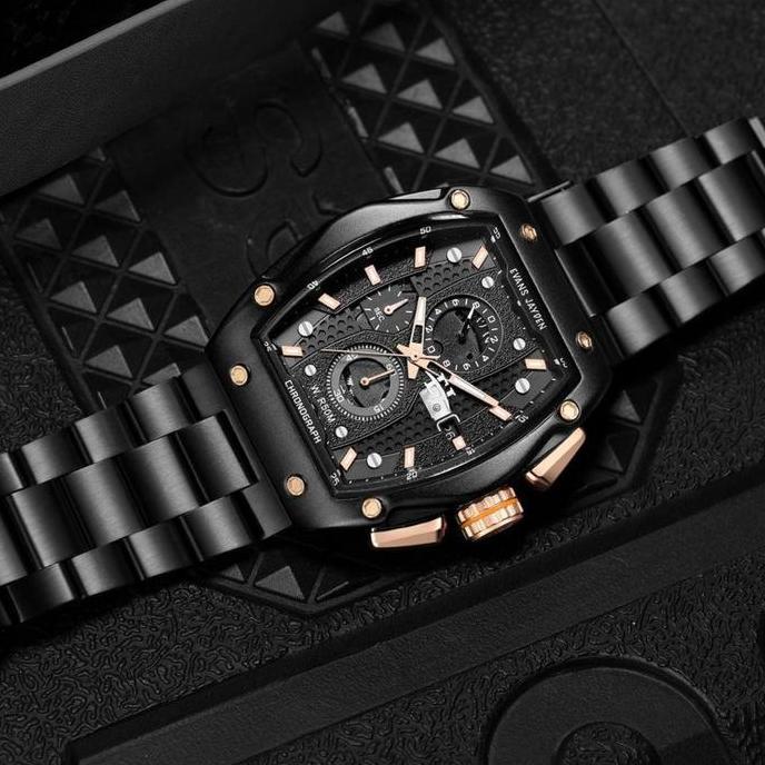 Evans Jayden Jam Tangan Pria 9556 Rantai Stainless Steel Kaca Sapphire Chronograph Water Resistant 5