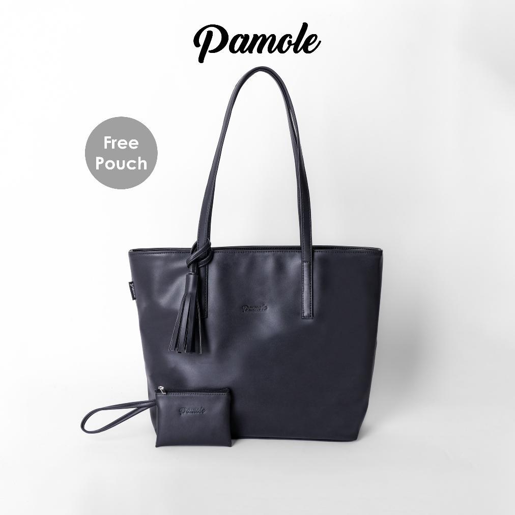 NEW DEALS Pamole - Tote Bag Wanita Bahan Kulit Sintetis Penutup Resleting - Volen Series