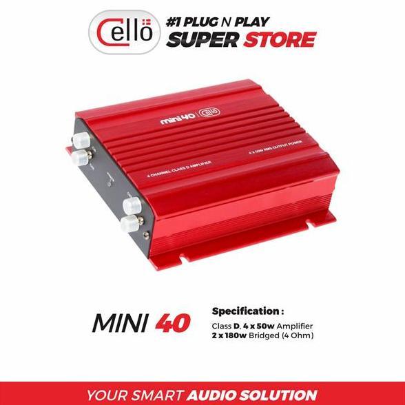 Promo CELLO MINI 40 Amplifier Power Amplifier Mobil Class D | 4 x 50W | Compact & Efisien Diskon