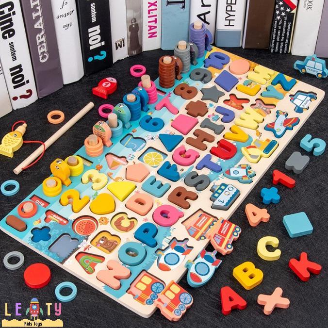 [XZ] Mainan Anak Puzzle Edukasi Anak Bayi Huruf Angka 6 Tingkat Education ABCD