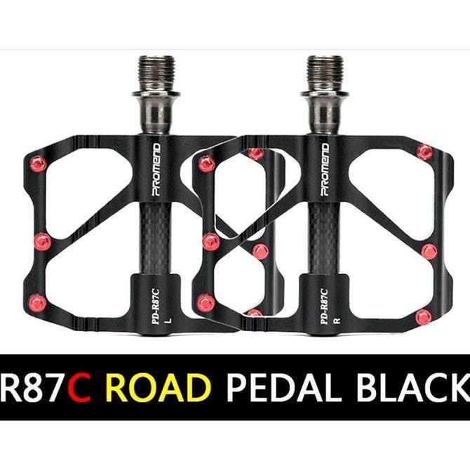 Promo Pedal PROMEND Road Ultra-light 3 Bearing Alluminium Carbon Flat Pedal Diskon