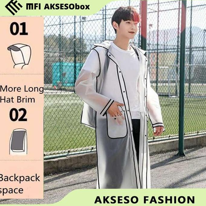 Grosir Jas Hujan Transparan Pria Wanita Jas Hujan Korea Transparan List Hitam