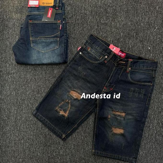 Larisyaa- Size 28-33 [Bisa Cod]Celana Jeans Pendek Cowok Sobek Tidak Tembus Paddok Black Viper Vlg36