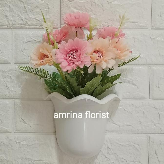 // BUNGA DAHLIA ARTIFICIAL POT TEMPEL DINDING//BUNGA HIASA DINDING DAHLIA //
