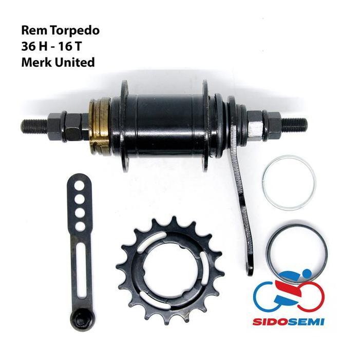Promo Rem Torpedo Sepeda Fixie BMX Lubang 36 Gir 16T United Hitam Diskon