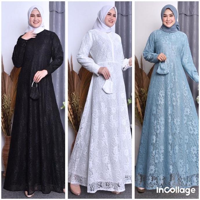 Sekarangaja- Termurah  Gamis Terbaru 2024  Lebaran Wanita Gamis Brukat Terbaru Mewah Kekinian Seraga