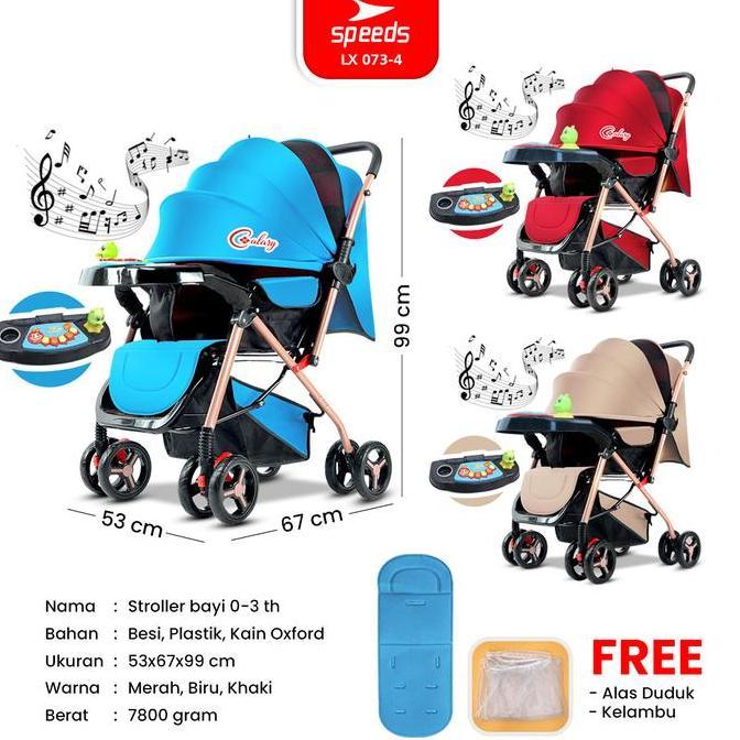SPEEDS Stroller Anak Kereta Dorong 2 Mode Fitur Lengkap Perlengkapan Kursi Roda Bayi Portabel Premiu