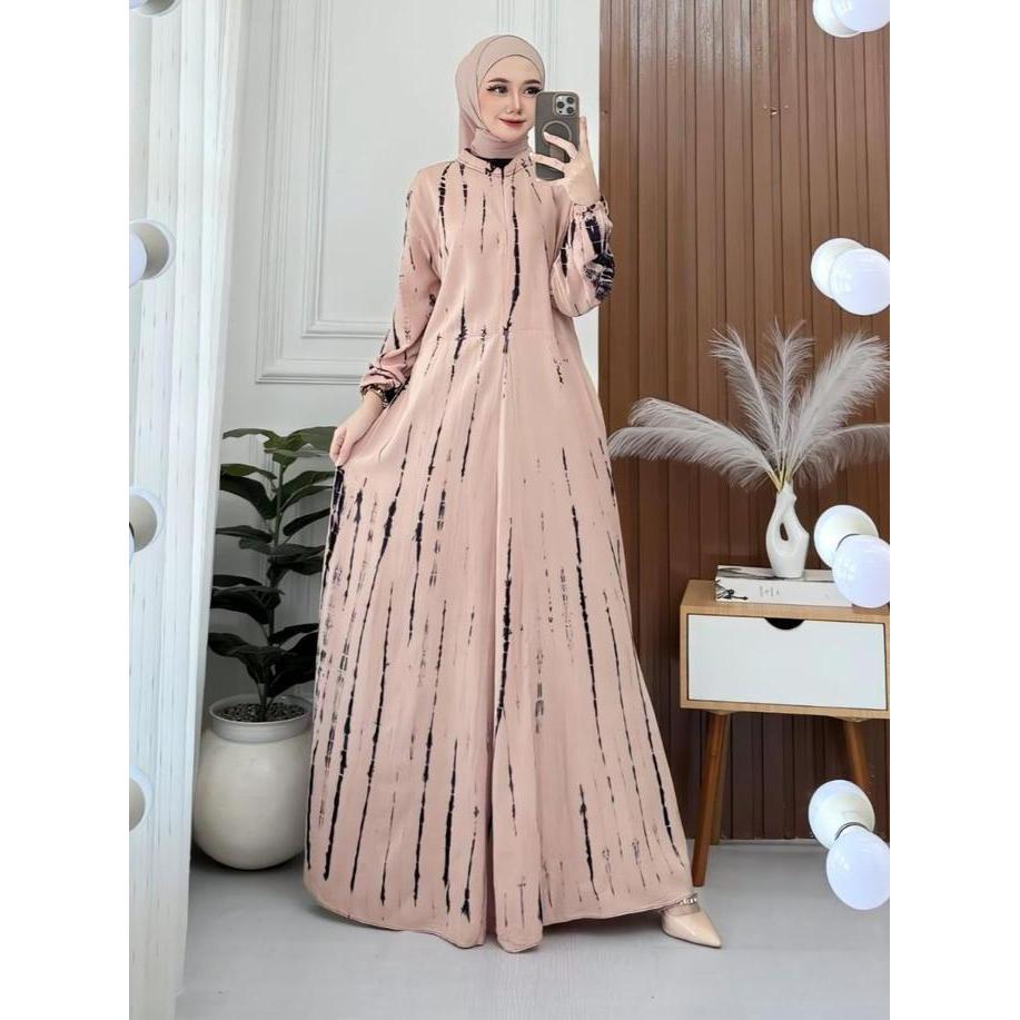 Promo Gamis Rayon Twill Motif Jumputan Gamis Wanita Simple Dan Elegan Gamis Jumbo