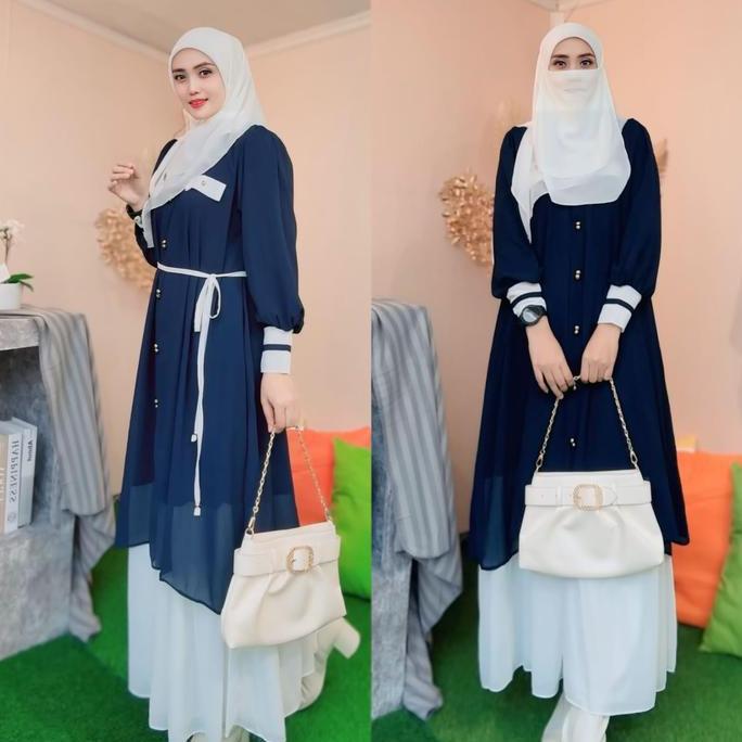 Discount Parayou ~ Gamis Malay Set Hijab Segi Empat Dan Cadar Muslim Remaja Nyaman Wudhu Frandly Cer