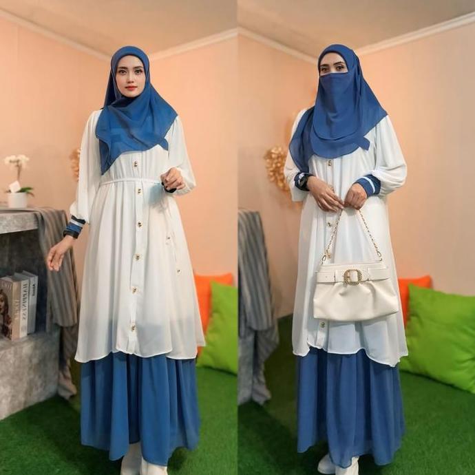 Termurah Parayou ~ Gamis Malay Set Hijab Segi Empat Dan Cadar Muslim Remaja Nyaman Wudhu Frandly Cer