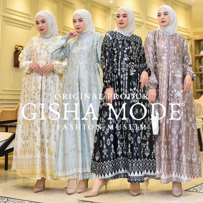 Sekarangaja- Gamis Jasmine Bahan Silk Premium Motif Bunga Premium Jumbo Ld 110-120 Sampai Ld 130Cm| 