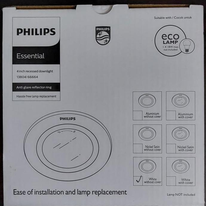 Ready stock Rumah Lampu PHILIPS Recessed Downlight 4 Inch 66664 White Putih