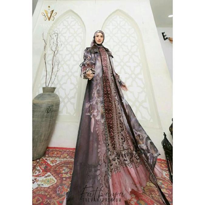 Sekarangaja- Gamis Fathaya Set Scarf 3In1 By Trevana Muslim Mewah