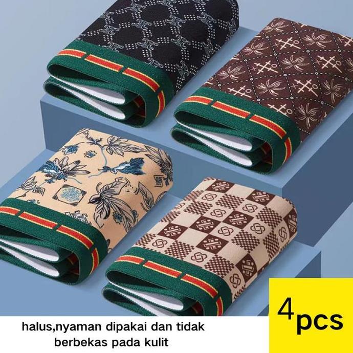 Lansungkirim- Vimisu Celana Dalam Pria Motif Mewah Terbaru Bahan Adem Seamless Boxer Katun Nyaman Pe