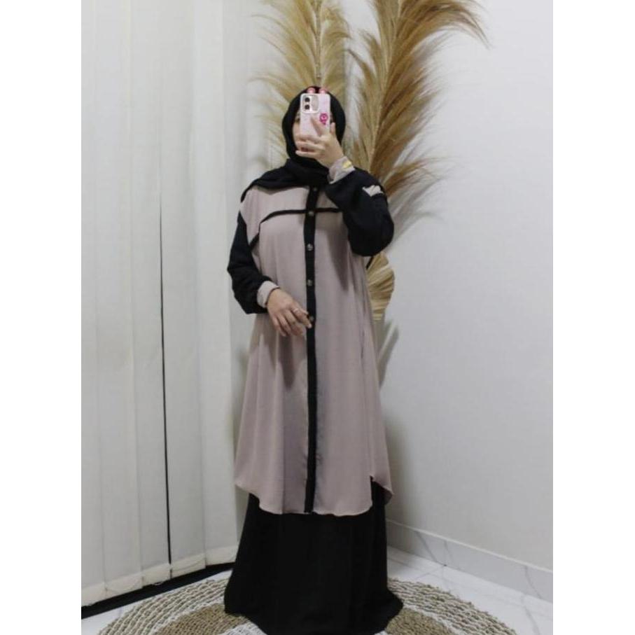 Termurah  Gamis Malaysia Model Baru Baju Gamis Lebaran 2026 Model Gamis Set Outer Kekinian Sayla Dre