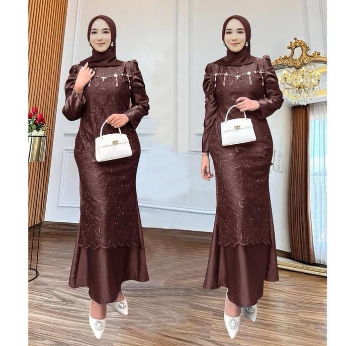 Sekarangaja- Maxi Nadira ( M L Xl Xxl ) Gamis Pesta Model Terbaru Bahan Satin Enak Di Pakai Kombi Ti