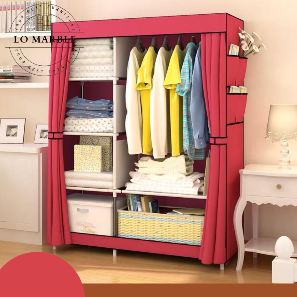 Rak Lemari Pakaian Rak  Baju dengan tutup resleting lemari kain Plastik Portable 105NT