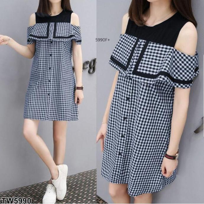 DV295 - / DRES ISYANA KOTAK / HN / BAJU WANITA KEKINIAN / DERES WANITA / DRES / DRESS WANITA TERBARU