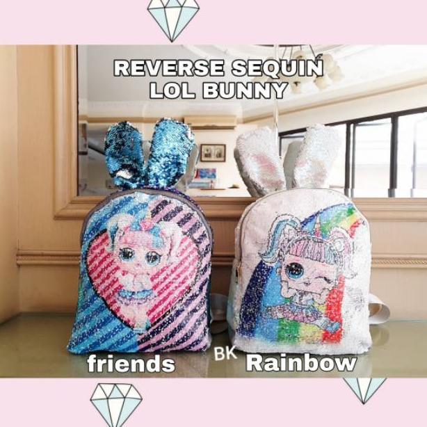 TAS SEQUIN LOL BERUBAH GAMBAR DAN WARNA BENTUK KELINCI BUNNY IMPORT