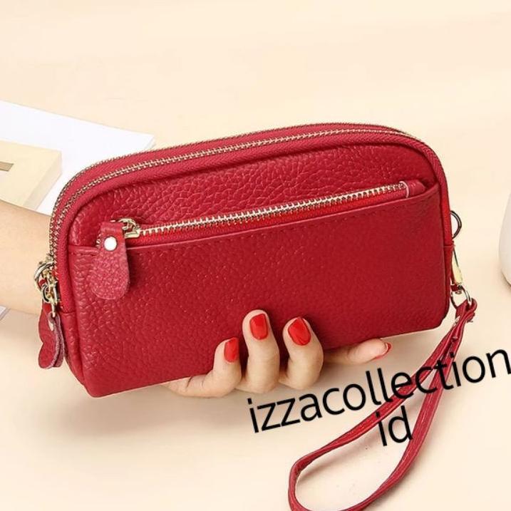 pengiriman cepat Dompet Wanita Panjang 3 Resleting Muat HP 7 inch Kunci Dan Uang Kosmetik KOREAN STI