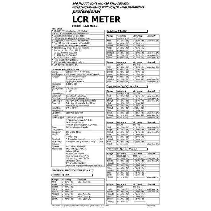 LCR Meter Lutron LCR-9183