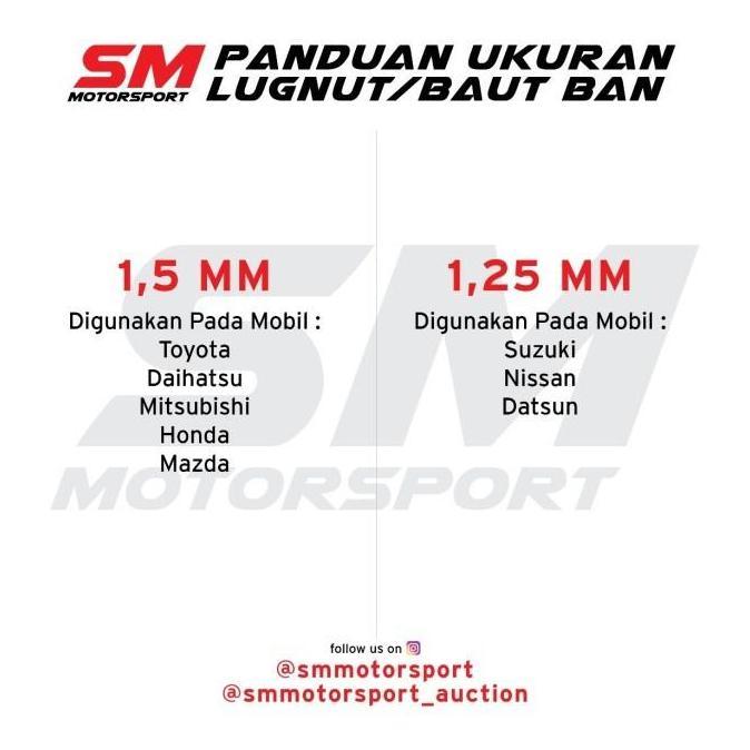 Kunci Baut Ban Mur Roda Mobil Seneka 12 x 1.5