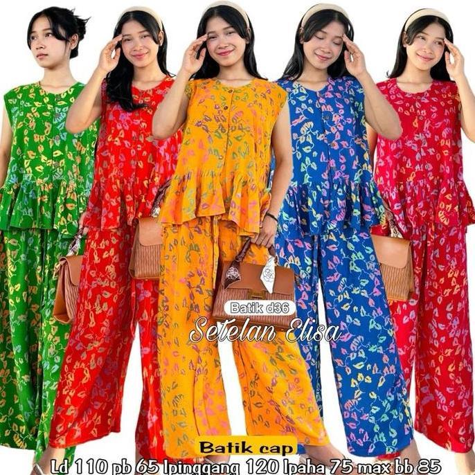(Batik D36) Setelan ELISA Batik cap halus busui friendly ld 110 batik cap premium LAT
