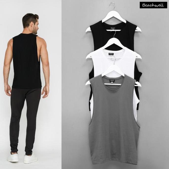 Baju Tanktop pantai Pria Singlet Polos Premium/Muscle Tee Gym fitness