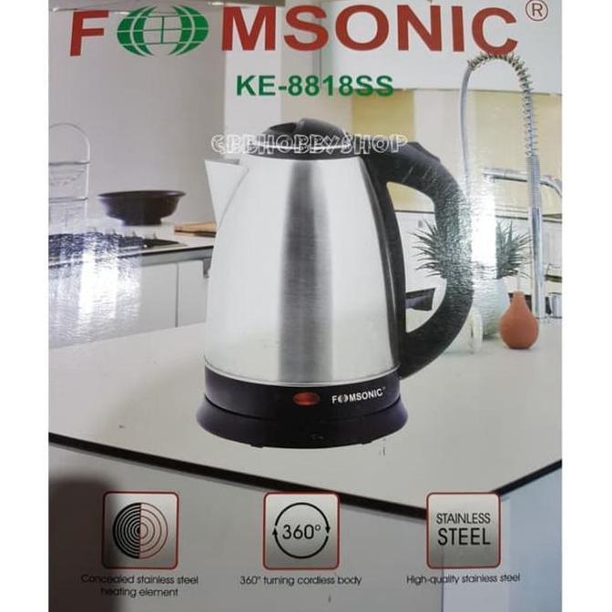 TEKO LISTRIK STAINLESS 1.8 ltr FOMSONIC/PEMANAS AIR/KEETLE/MUG LISTRIK