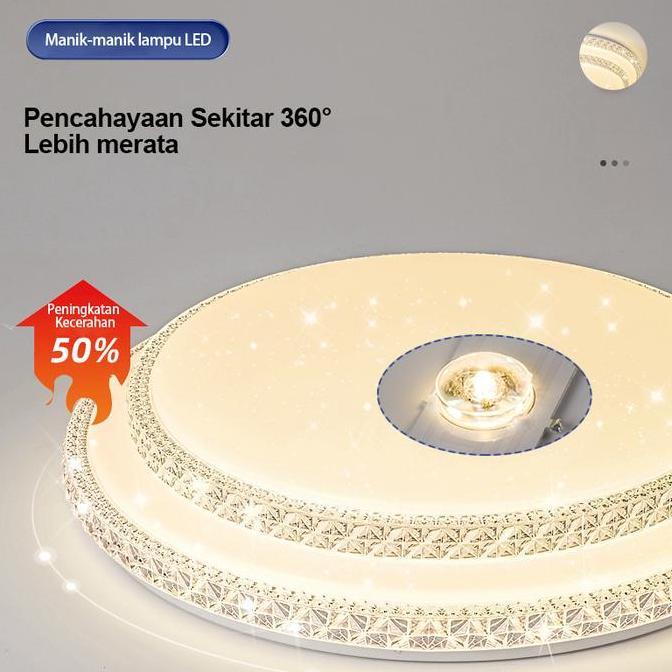 GL Lampu LED Ceiling Plafon 3 Warna 40 Watt Dua Tingkat Lampu Hias Lampu Bulat Untuk Ruang Tamu/Kama