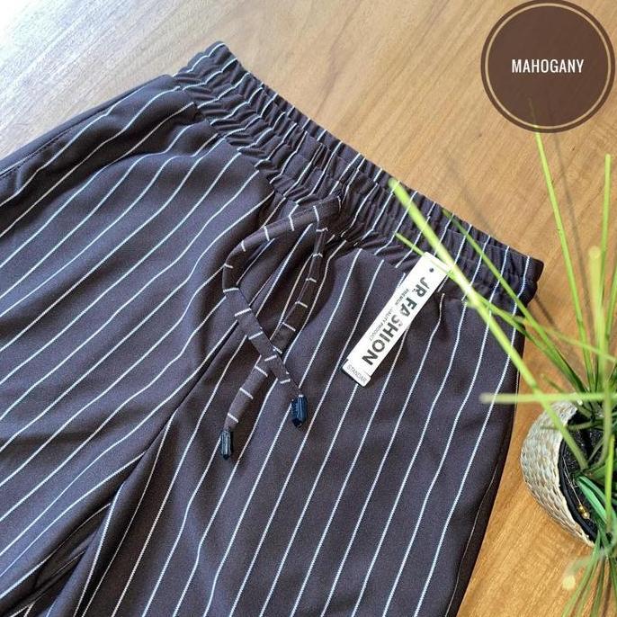 Terlaris Jr - Everyday Pants - Strip Pants Bangkok - Celana Panjang Wanita Baggy Kantor Kuliah Motif