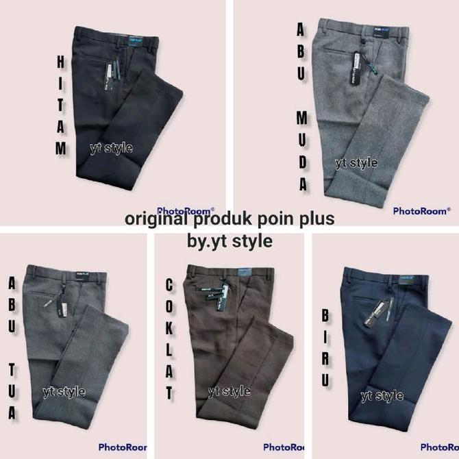 Termurah Original Formal Poin Plus | Celana Bahan Slimfit Semiwool Poin Plus  | Celana Formal Slimfi