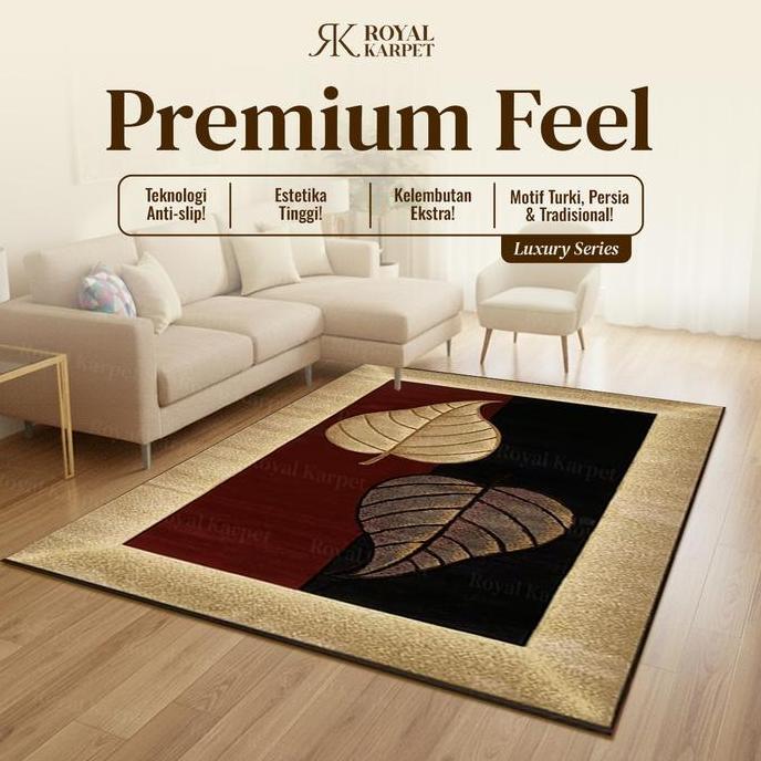 ROYAL - Karpet Eropa Premium Bahan Polyester Full Print Alas Karet Anti Slip Karpet lantai ruang tam