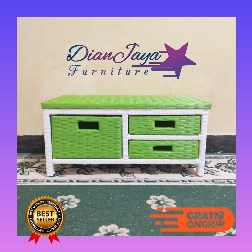 {Ready Stock} Meja tv Rotan sintetis laci 3 Lemari Rotan sintetis Laci 3 Minimalis Termurah