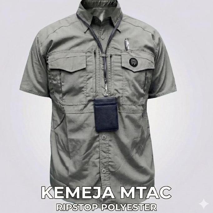 Kemeja Tactical MTAC Pria Lengan Pendek - Baju PDL Lapangan Bahan Ripstop Polyester