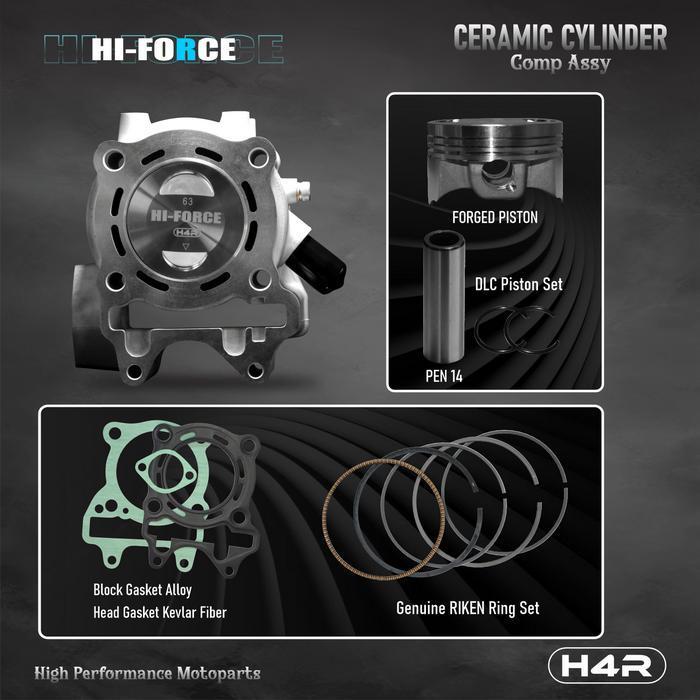 H4R Hi-Force Ceramic Cylinder Block - Blok Seher Bore Up Vario 150 125 Esp Adv Pcx Blok Bore Up Orig