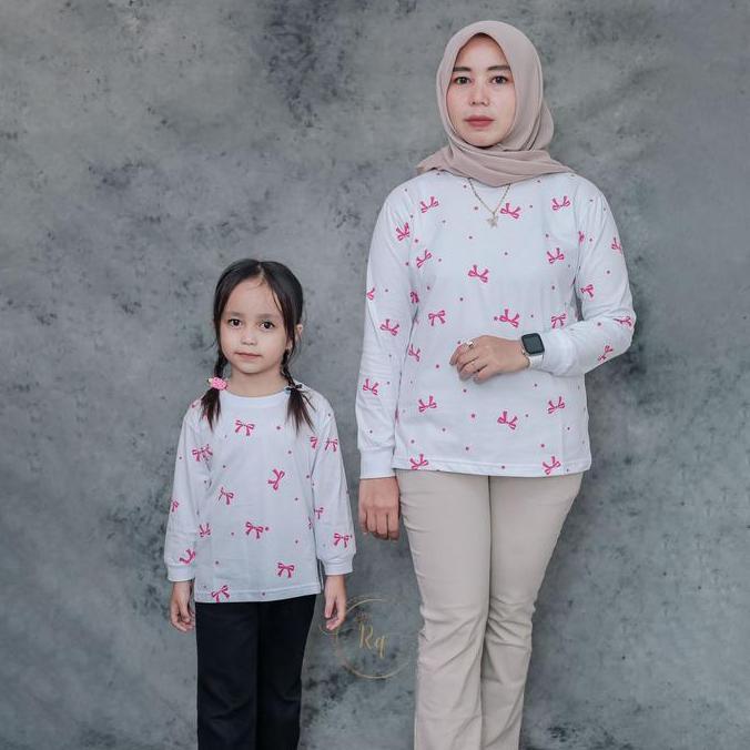 ATASAN WANITA TERBARU KAOS TANGAN PANJANG MOTIF SABLON ATASAN WANITA COUPLE IBU DAN ANAK