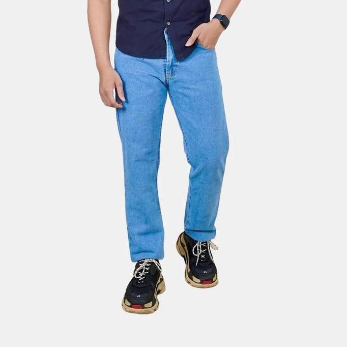 Murah  Celana Jeans Panjang Pria Lea 606 Standar Reguler Fit Size 28 - 38 Warna Biru Muda Biru Tua N