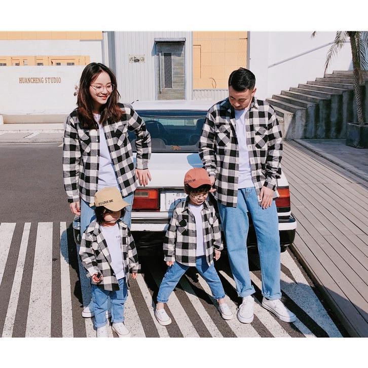 TERBARU The Familly Couple Flannel Kotak Lengan Panjang Kemeja Kotak Kotak Keluarga Baju Couple Ayah