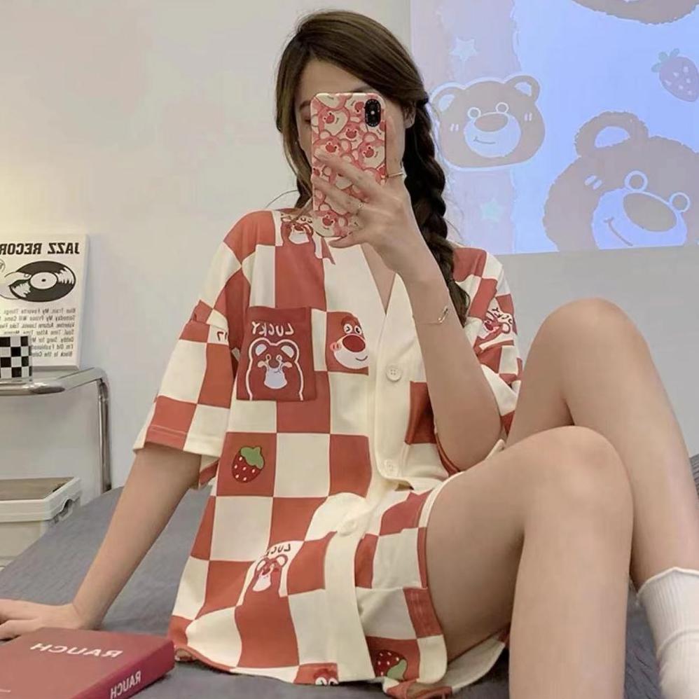 BESTPROMO Yooyi Baju Tidur Wanita Set Dewasa Sexy Jumbo Celana Pendek Piyama HP Perempuan Model Keme