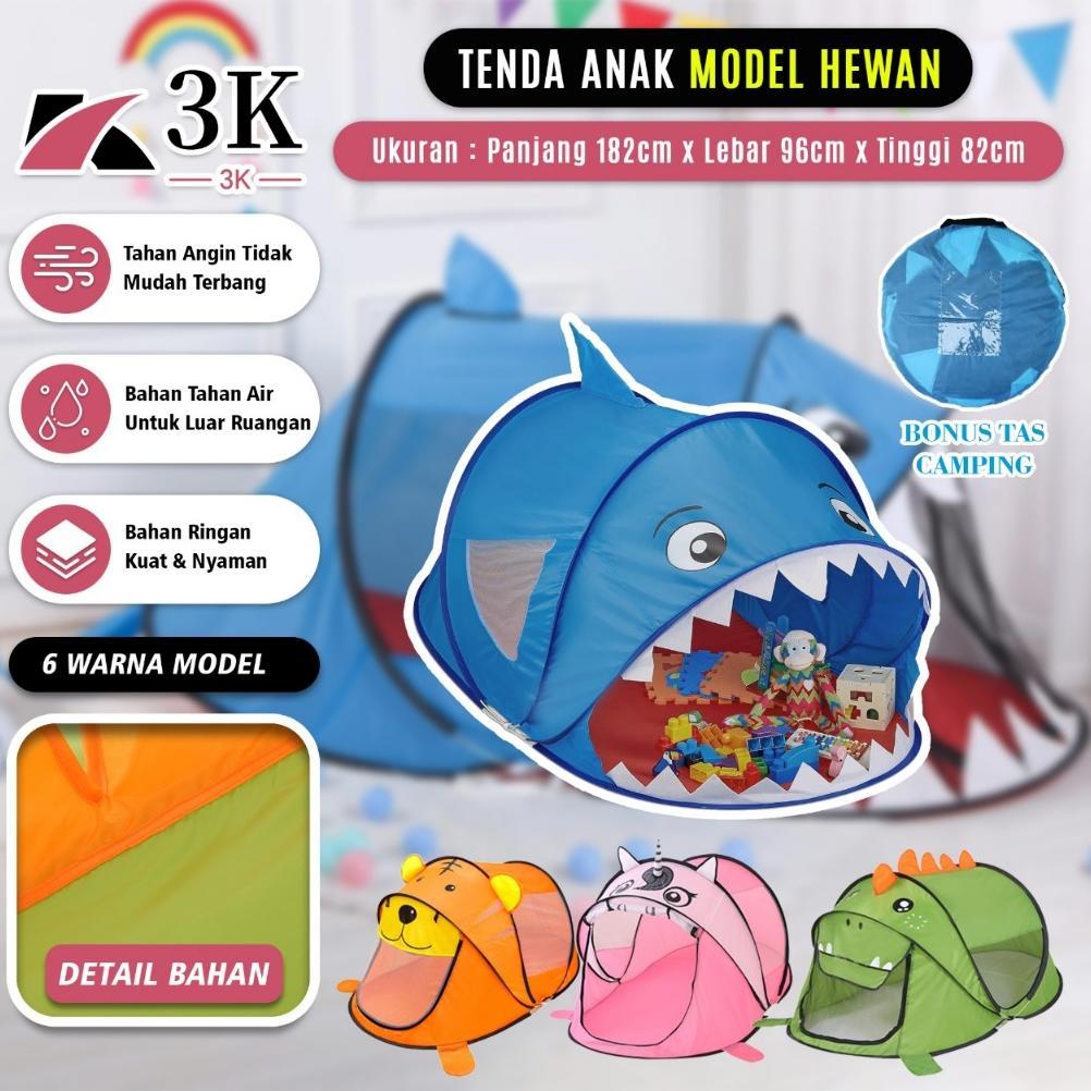 TERBARU (3K Surabaya) Tenda Anak Karakter Animal Hewan Camping Otomatis Lipat PREMIUM
